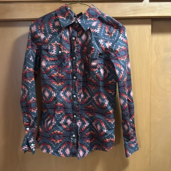 Rock&Roll Denim Pearl Snap Button up shirt size XS - Picture 1 of 3